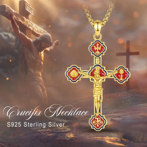 Miniatura 380 de EUDORA Collar de plata de ley 925, San Cristóbal y San Benito, San Miguel, Virgen María, San Judas Tadeo, Cruz de Buen Pastor y Arcángel, Medalla