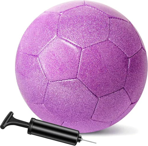 Miniatura 7 de Balón de fútbol dorado con purpurina con bomba y aguja, kit de pelota de fútbol para regreso a la escuela, regalos de cumpleaños, pelota