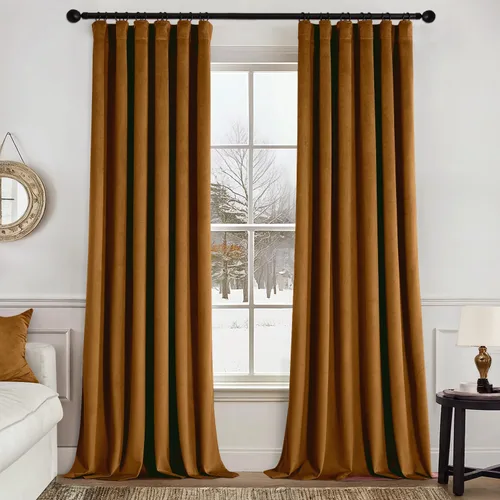 Miniatura 44 de MIULEE Cortinas de terciopelo de 84 pulgadas de largo, juego de 2 paneles para dormitorio, con pestaña trasera plisada, de lujo, aislamiento