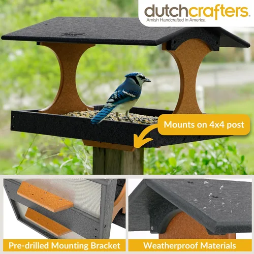 Miniatura 4 de DutchCrafters Amish Poly Deluxe Fly by Bird Feeder (negro y cedro)
