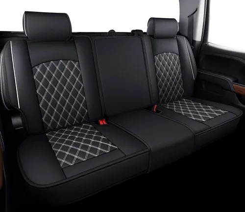 Miniatura 10 de Fundas de cuero para asiento delantero de automóvil, para Silverado Sierra Juego completo/Negro