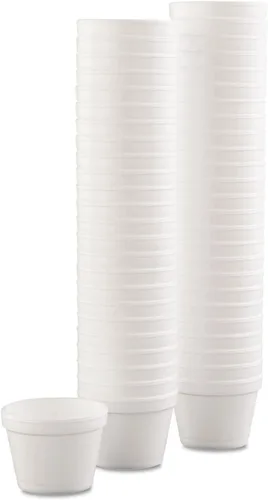 Miniatura 8 de Mr Miracle Taza de espuma de 4 onzas con tapa con ventilación en blanco. Para alimentos fríos y calientes. Para helado, yogur, sopa, comida