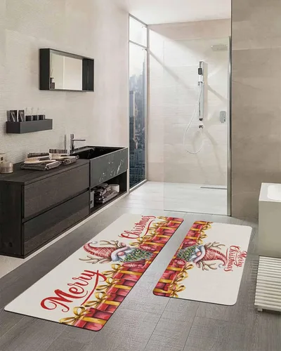 Miniatura 2 de Tapete de baño de gnomos de Navidad para bañera, tapete antideslizante de secado rápido y absorbente, tierra de diatomeas para fregadero de ducha