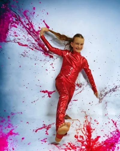 Miniatura 2 de YgneeDom Body de una pieza de elastano de manga larga metálico brillante para niñas, Metálico