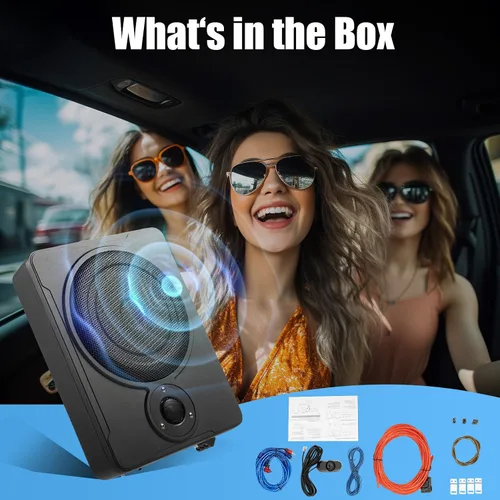 Miniatura 7 de Subwoofer de 8 pulgadas de audio para automóvil súper delgado amplificado, subwoofer para automóvil debajo del asiento, amplificador activo de bajo