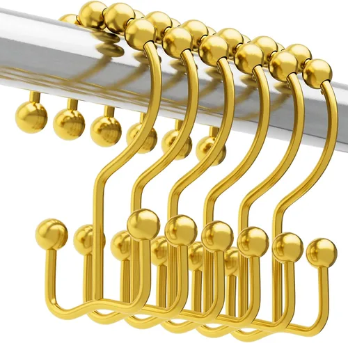 Miniatura 18 de Titanker Ganchos Anillos para Cortina de Ducha, Ganchos de Ducha de Metal de Doble Deslizamiento Resistentes al Óxido para Barras de Cortinas