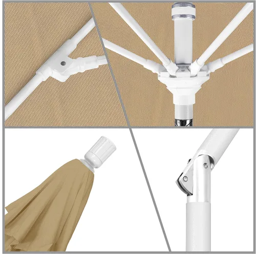 Miniatura 3 de California Umbrella paraguas de tela Olefin de 9 pies de fibra de vidrio de elevación basculante mercado de aluminio, paraguas con poste de bronce