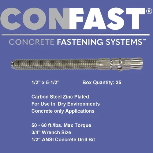 Miniatura 3 de CONFAST Anclaje de cuña de 1/2" x 5-1/2" chapado en zinc (caja de 25)