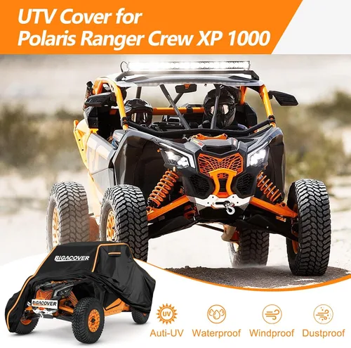 Miniatura 7 de Funda UTV de 2 plazas para Can am Maverick X3/Yamaha YXZ 1000R/RZR Pro XP con tiras reflectantes, resistente al viento, impermeable, para todo tipo