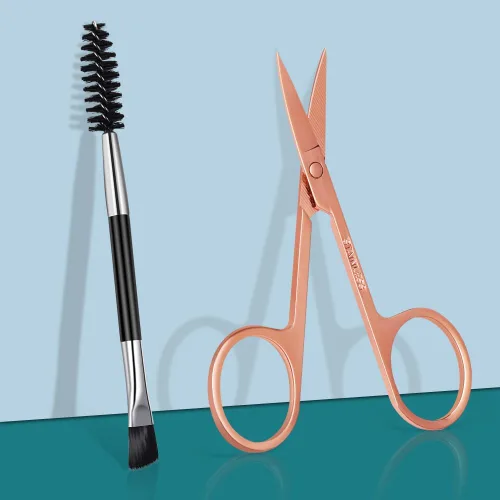 Miniatura 5 de TsMADDTs Pinzas para cabello facial para mujer, juego de pinzas de precisión con estuche de viaje, acero inoxidable con tijera, espejo