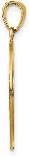 Miniatura 2 de Colgante de medalla sólida redonda de San Cristóbal con texto "Protect Us Words" en oro real de 14 k