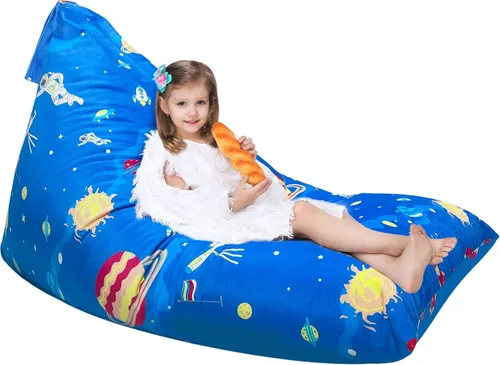 Miniatura 8 de Jorbest Puf de almacenamiento de animales de peluche para niños y adultos, puf de animales de peluche, asiento de lona de alta calidad, solo funda