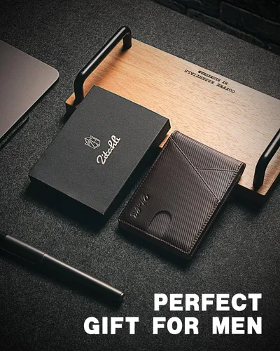 Miniatura 46 de Zitahli - Billeteras delgadas RFID para hombres, billetera de cuero flexible con clip de dinero, cartera minimalista con bolsillo frontal