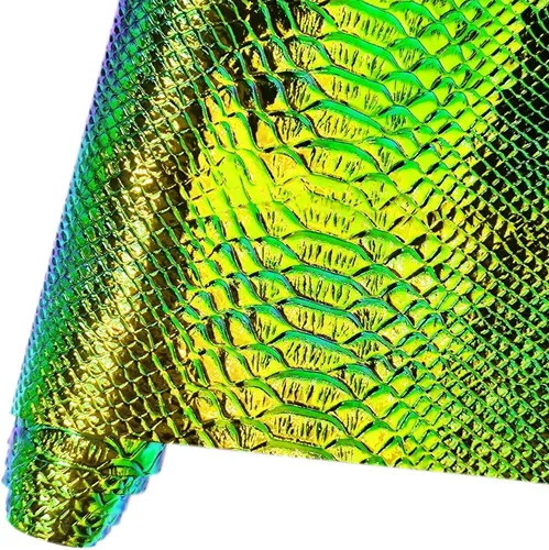 Miniatura 11 de HYANG - Hojas holográficas de piel sintética de poliuretano en relieve de serpiente, muy adecuadas para hacer manualidades, bolsos, aretes de cuero