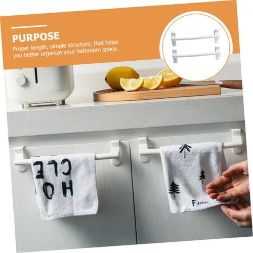 Miniatura 9 de Zerodeko Toallero de baño, barra de platos, estante de plástico para toallas, estante para colgar, 2 piezas, material ABS, soporte para toallas