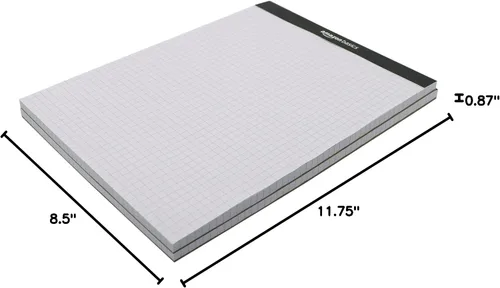Miniatura 7 de Amazon Basics Bloc de papel cuadriculado de cuatro rayas, paquete de 2, 8.5 x 11.75 pulgadas, 100 hojas/bloc, color blanco