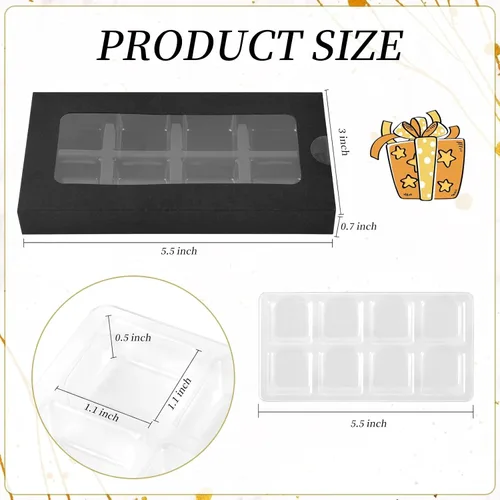 Miniatura 3 de 50 cajas de regalo para cera derretida, molde de plástico con caja, cajas de cera para derretir cera transparente, moldes de cera derretida