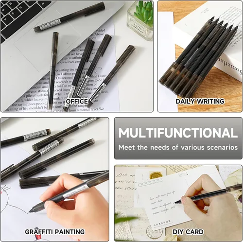Miniatura 5 de Bolígrafos de Gel de Punta Fina Negra 12Pcs 0.5mm Bolígrafos de Gel de Bola de Tinta Líquida Negra Sin Manchas Sin Correr, Bolígrafo de Escritura