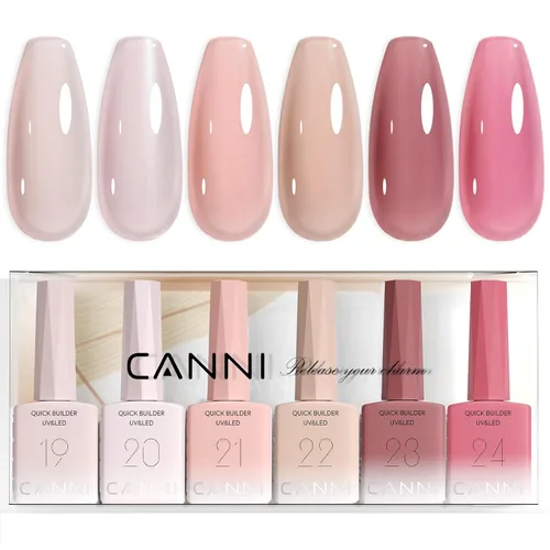 Miniatura 27 de CANNI Juego de esmaltes de uñas de gel marrón sin hema, 6 colores de 0.3 onzas líquidas, kit de esmalte de gel de color marrón claro, azul nude, kit