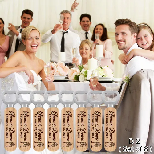 Miniatura 4 de Abrebotellas personalizados, nombres de pareja personalizados de madera y abridores de fecha para regalo de boda, regalos ideales para boda