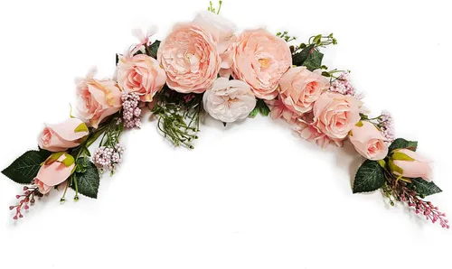 Miniatura 9 de Flores en Arco, OrgMemory Guirnaldas Florales Artificiales, 20 pulgadas de Longitud en Curvatura, Guirnalda Decorativa, Guirnalda de Flores