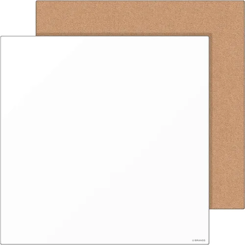 U Brands Paquete económico de pizarra blanca y tablón de anuncios con calendario de un mes sin fecha, 14 x 14 pulgadas, 2 piezas