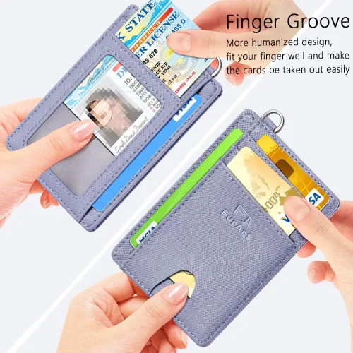 Miniatura 3 de FurArt - Cartera minimalista delgada con bolsillo frontal, bloqueo de identificación de radiofrecuencia (RFID), tarjetero, para hombres y mujeres
