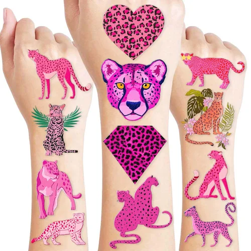Miniatura 13 de 8 hojas (96 piezas) tatuajes temporales de selva temática de selva, suministros de fiesta de cumpleaños, regalos, decoraciones de tatuajes