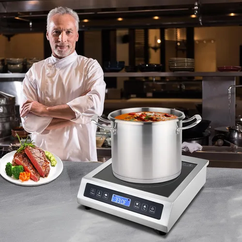 Miniatura 3 de Placa de inducción comercial, quemador eléctrico portátil para encimera con sensor táctil y pantalla LCD (1800 W/120 V), cocina de inducción