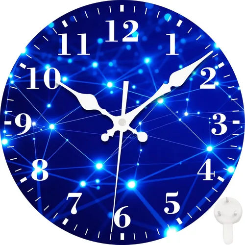 Miniatura 20 de Reloj de pared, astronauta y planetas espaciales, silencioso, sin tictac, funciona con pilas, redondo, decorativo, para interiores y exteriores