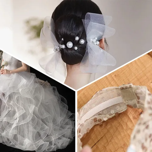 Miniatura 4 de Trenza rígida de crin de caballo de 1 pulgada y 50 yardas para costura de poliéster, vestido de boda, falda de baile, accesorios de corte