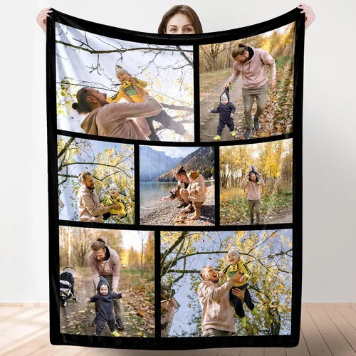 Miniatura 19 de Artsadd Manta personalizada con collage de texto fotográfico, manta de fotos personalizada para hombres, mujeres, él o ella, manta personalizada
