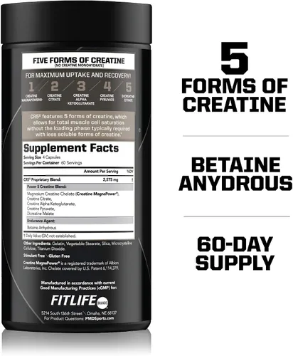 Miniatura 2 de PMD Sports CR5 Professional Creatine Complex (240 Cápsulas) Sports Nitro CM Nitric Oxide (90 Cápsulas)