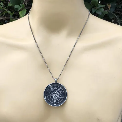 Miniatura 4 de Joyería de la Iglesia de Satanás El Sello de Baphometa SAMAEL-LILITH Pentáculo invertido Estrella Satánica Diablo LaVeyan Satanism Wicca Witchcraft