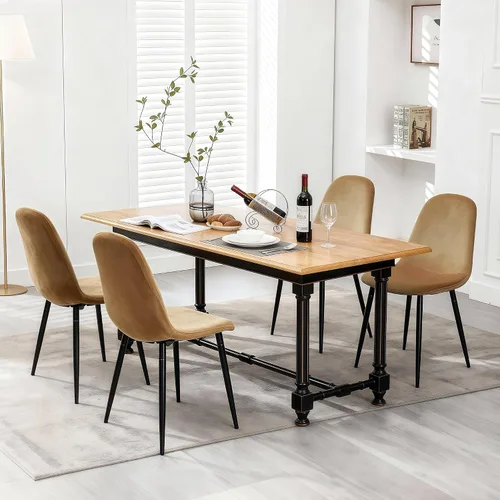 Miniatura 12 de CangLong Modern Velvet Chairs with Metal Legs