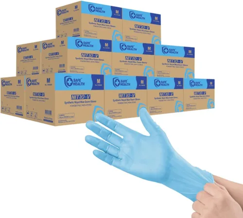Miniatura 6 de SAFE HEALTH Nitro-V Nitile-Vinyl - Guantes de examen de color azul sintético de vinilo pequeño, suministro a granel de 16 estuches, 16000