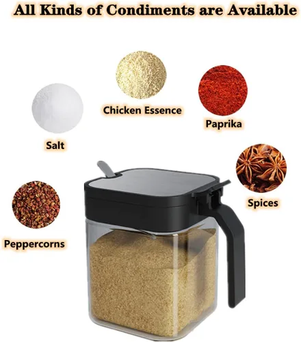 Miniatura 5 de Tarros de especias de condimentos de vidrio, 5.6 onzas/8.6 fl oz, recipiente para especias con tapas y cucharas y bandeja, recipientes de vidrio