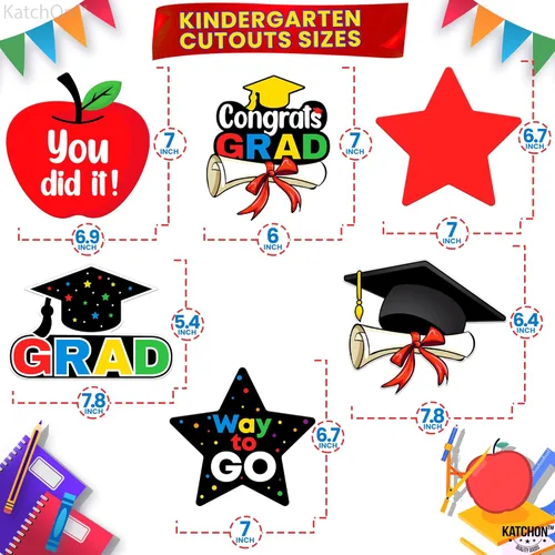 Miniatura 4 de KatchOn, 30 espirales colgantes de graduación de jardín de infantes, sin bricolaje Coloridas graduaciones preescolares para decoraciones
