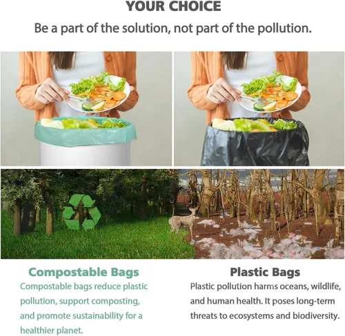 Miniatura 4 de Bolsas de basura biodegradables de 8 galones, bolsas de basura AYOTEE de 8 galones, bolsa de basura mediana compostable, bolsa a prueba de fugas sin