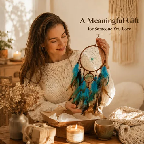 Miniatura 5 de AWLEE Atrapasueños Árbol de la Vida con Plumas Hechas a Mano en Azul para Niños, Decoración de Pared para Dormitorio de Niños, Arte de Pared