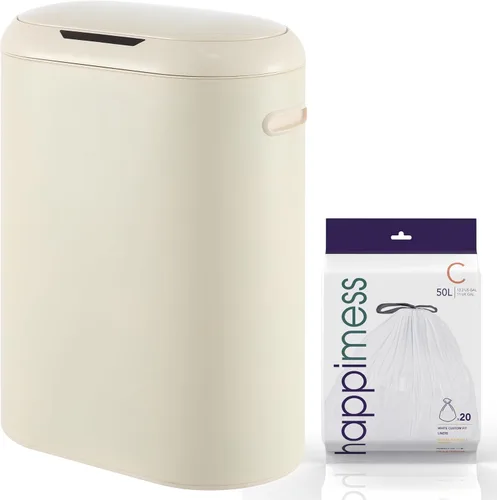 Miniatura 9 de happimess HPM1016C Robo Kitchen - Bote de basura delgado ovalado con sensor de movimiento sin contacto con modo táctil, resistente a las huellas