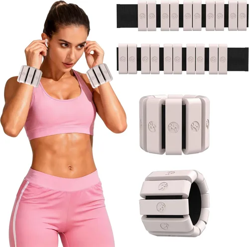 Miniatura 21 de Pesas de muñeca ajustables para mujeres y hombres, pesas de pierna para mujeres de 0.75lb-1lb-1.3lb cada una para caminar, yoga, danza, barre