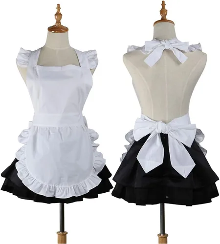 Miniatura 3 de Mandil blanco, retro, para cocina, restaurante, para mujeres, niñas, de mesera, para regalo