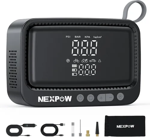 NEXPOW Inflador de neumáticos, compresor de aire portátil, bomba de aire de 150 PSI para neumáticos de automóvil con manómetro digital y apagado