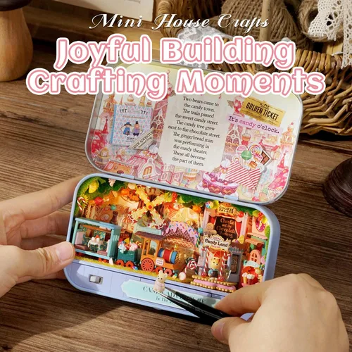 Miniatura 5 de Kisoy Casa de muñecas en miniatura con kit de muebles, modelo de casa de bricolaje hecho a mano para regalo de adolescentes y adultos