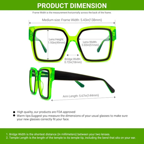Miniatura 4 de VOOGLAM Gafas cuadradas de gran tamaño con bloqueo de luz azul para mujeres y hombres, anti fatiga ocular UV Huffman