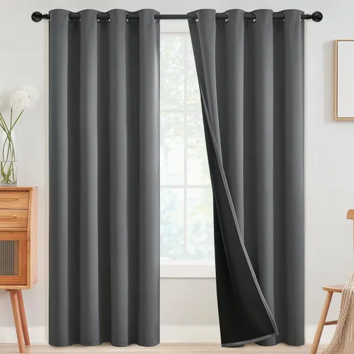 Miniatura 75 de SimpleHome - Cortinas opacas 100% para recámara, cortinas de ventana con ojales beige, con aislamiento térmico, cortinas de oscurecimiento