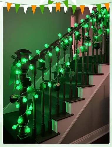 Miniatura 4 de Guirnalda de luces LED G40 para el día de San Patricio para exteriores, 25 pies, luces decorativas de San Patricio al aire libre con bombillas
