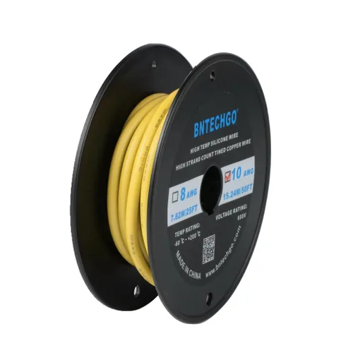 Miniatura 20 de BNTECHGO Carrete de alambre de silicona calibre 10 de 25 pies, alambre de cobre estañado trenzado de 10 AWG, color azul flexible