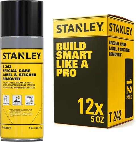 STANLEY T242 Removedor de etiquetas y calcomanías – Limpiador adhesivo de grado automotriz – Elimina de forma segura los residuos de adhesivo en
